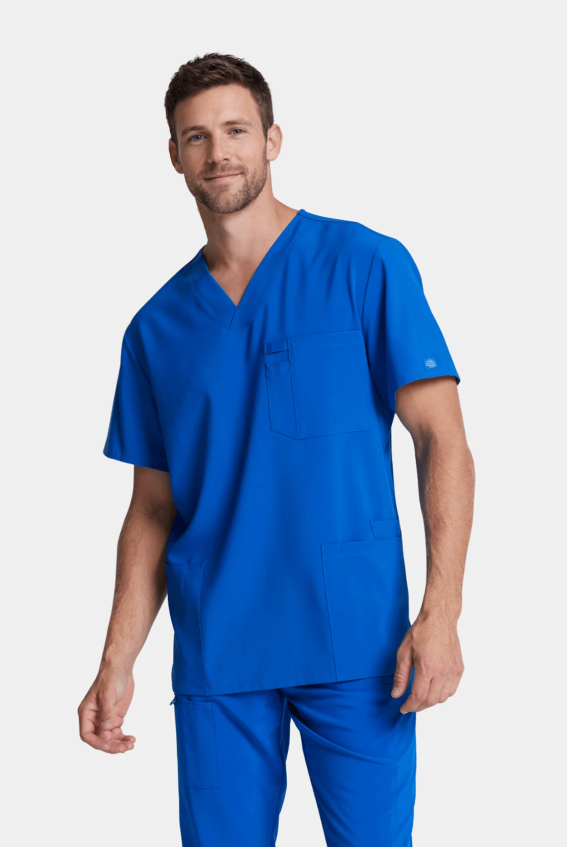 mens v neck scrub top dickies essentials DKE645 Royal front
