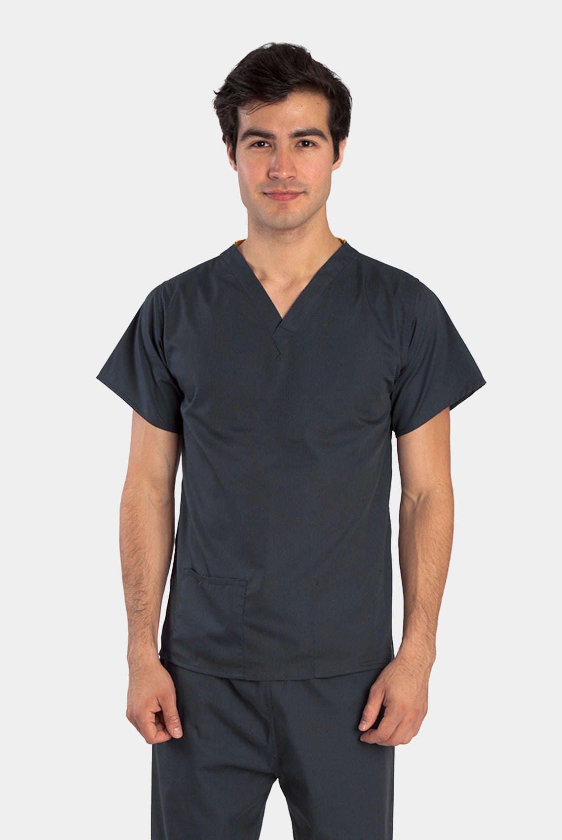 Budget Scrub Top - Pewter - Front