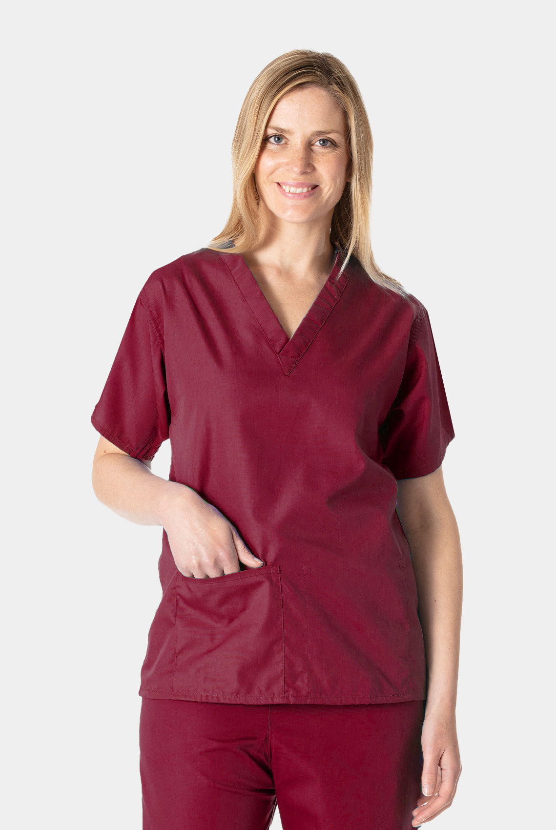 Budget Scrub Top - Raspberry