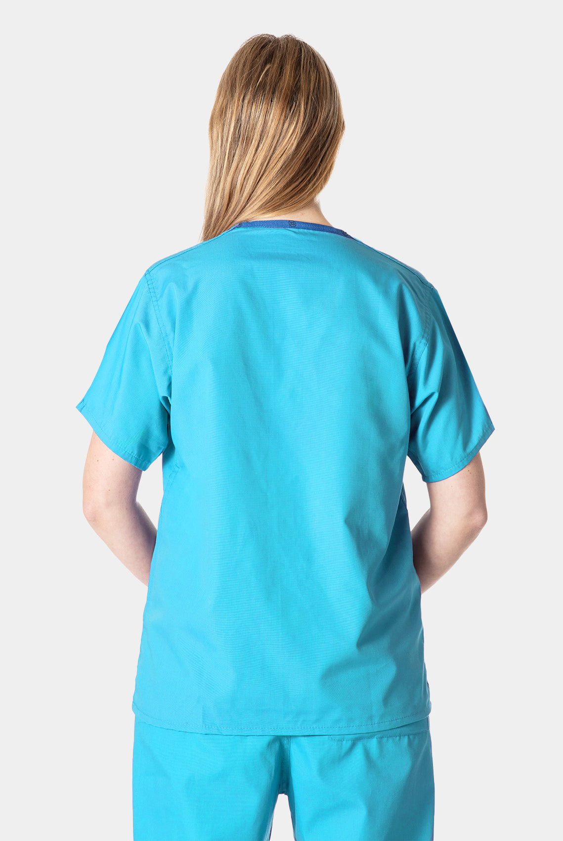 Budget Scrub Top - Turquoise - Back