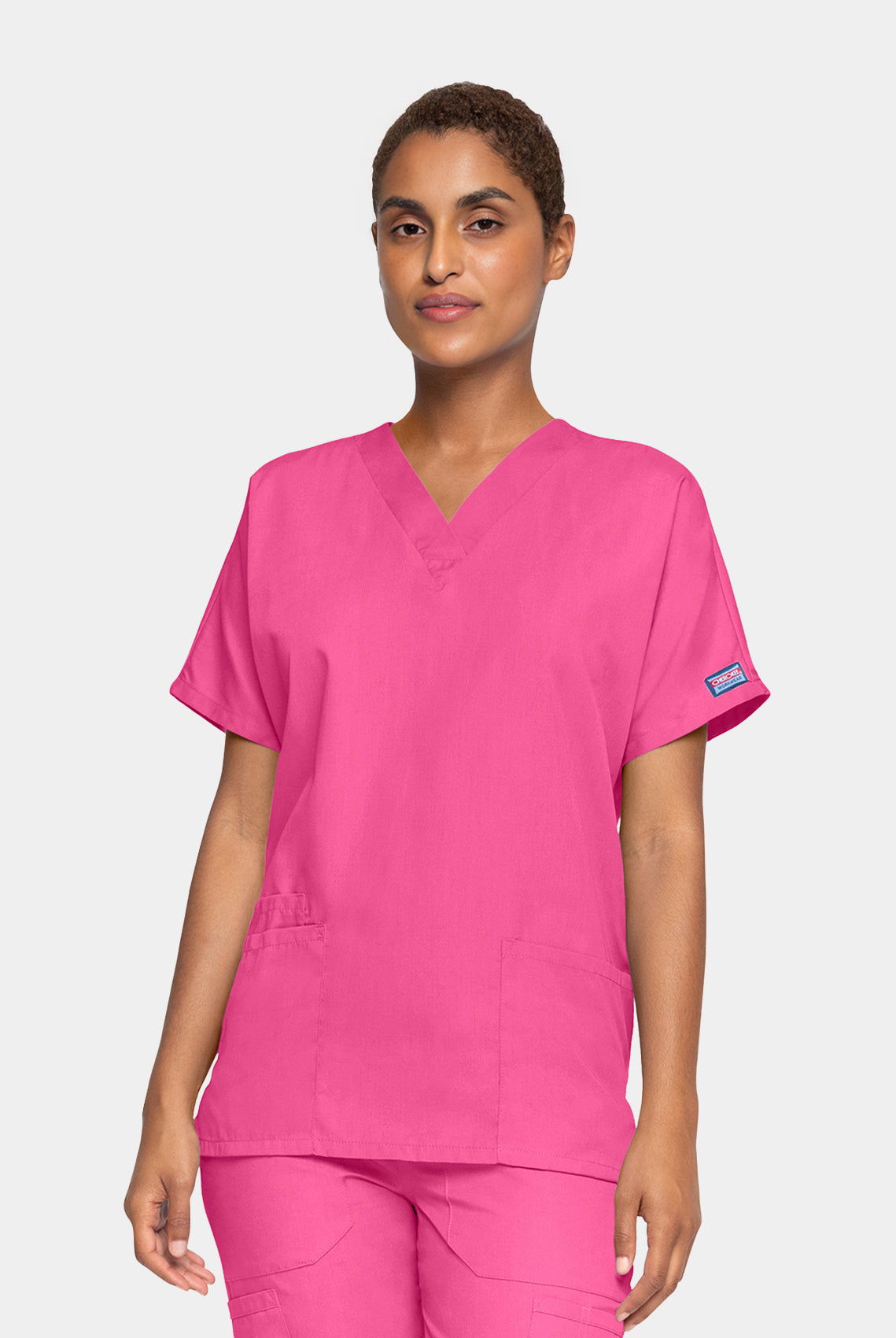 Cherokee Unisex Scrub Top - Shocking Pink