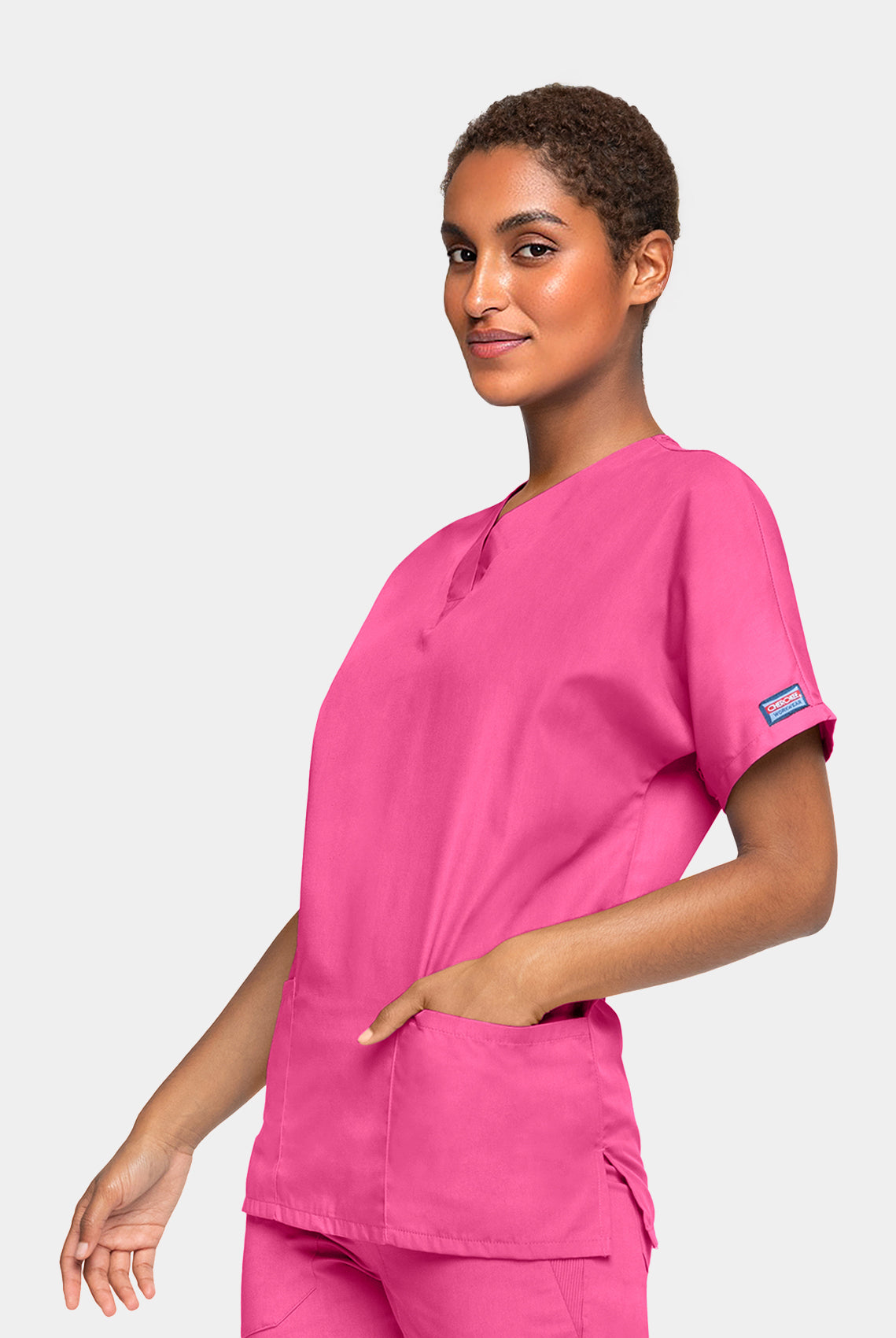 Cherokee Unisex Scrub Top - Shocking Pink