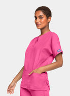 Cherokee Unisex Scrub Top - Shocking Pink