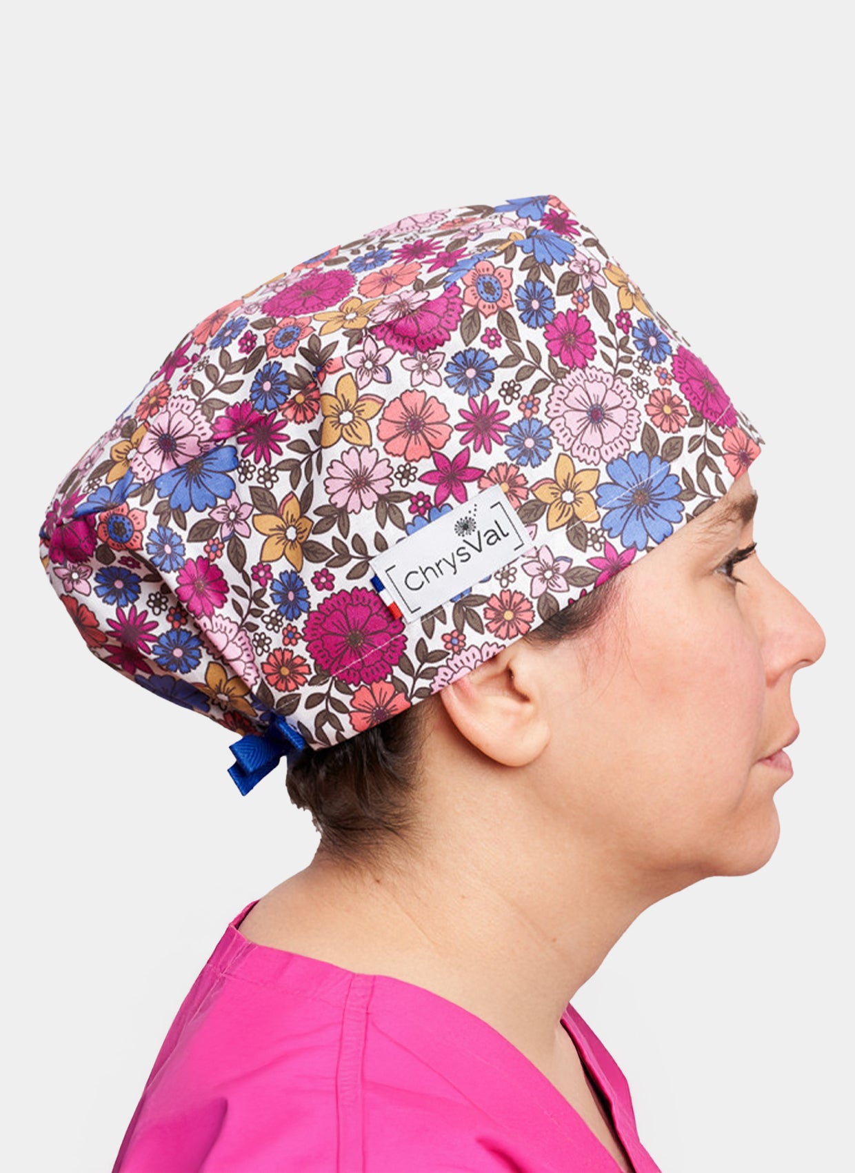 ChrysVal Long Hair Scrub Hat - Wildflower Whirl