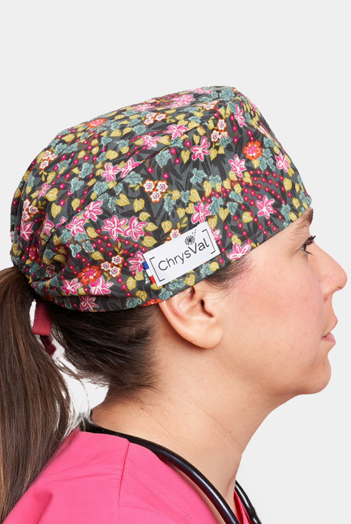 ChrysVal Short Hair Scrub Hat - Floral Shift