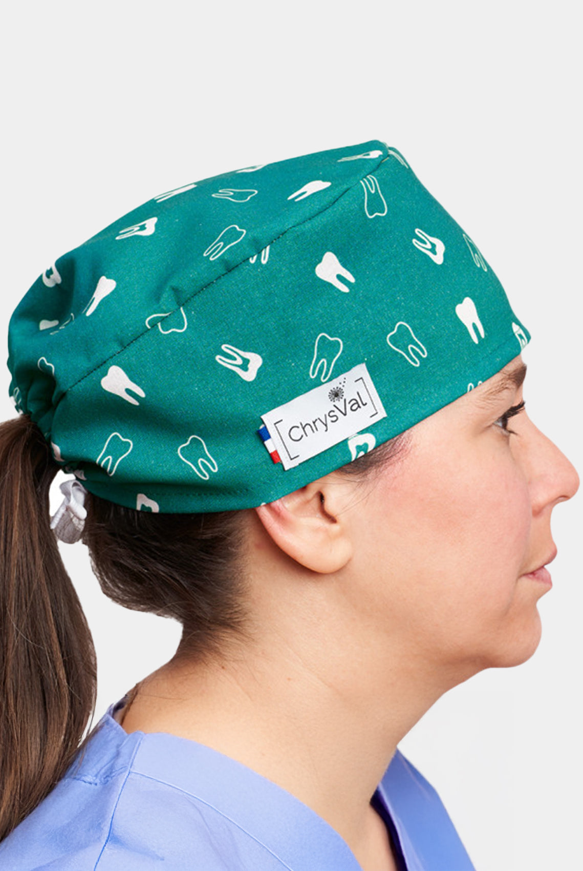 ChrysVal Short Hair Scrub Hat - Tooth Print