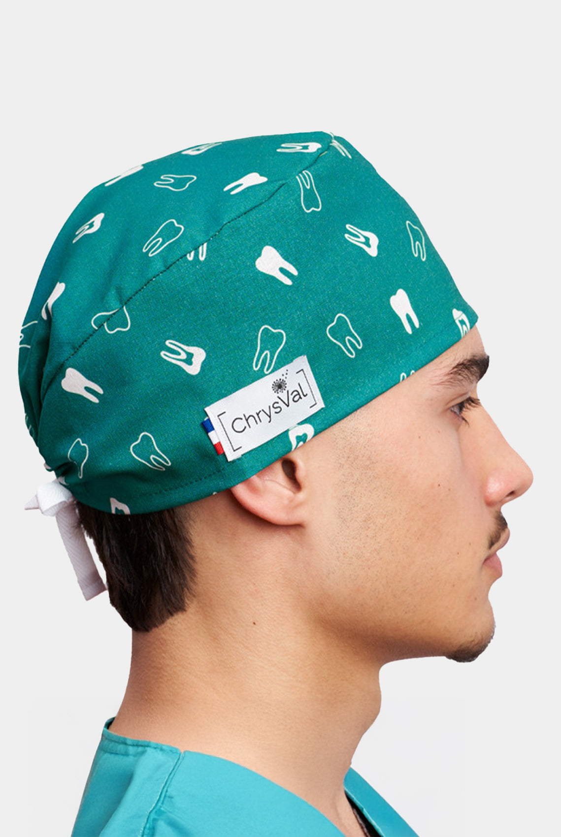 ChrysVal Short Hair Scrub Hat - Tooth Print
