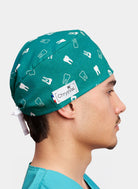 ChrysVal Short Hair Scrub Hat - Tooth Print