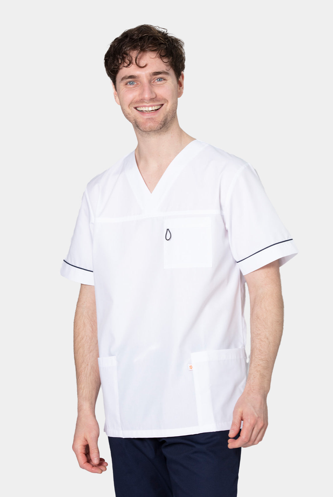 HappyFIT Unisex Alex Scrub Top - White