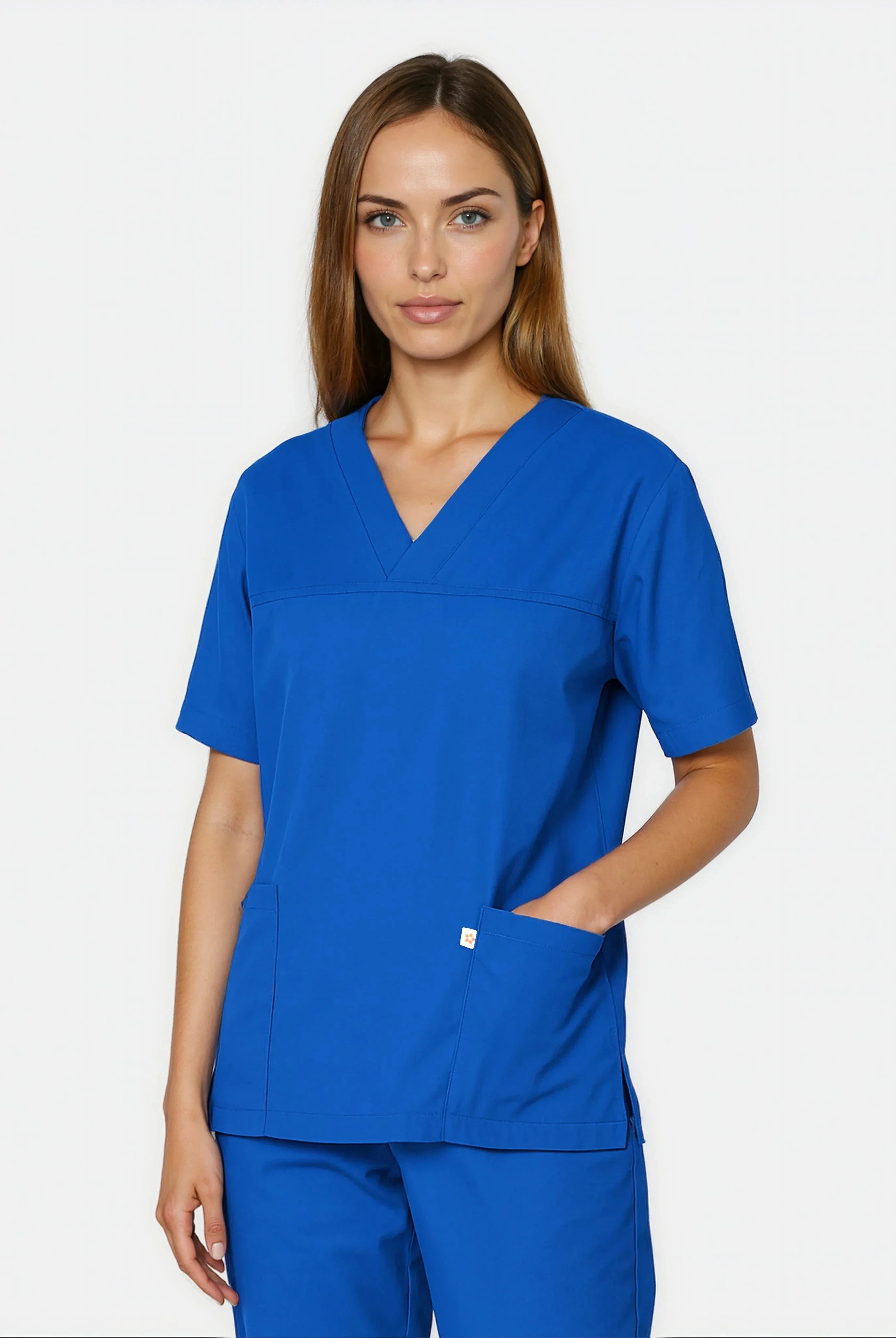 HappyFIT Unisex Scrub Top - Royal - Back