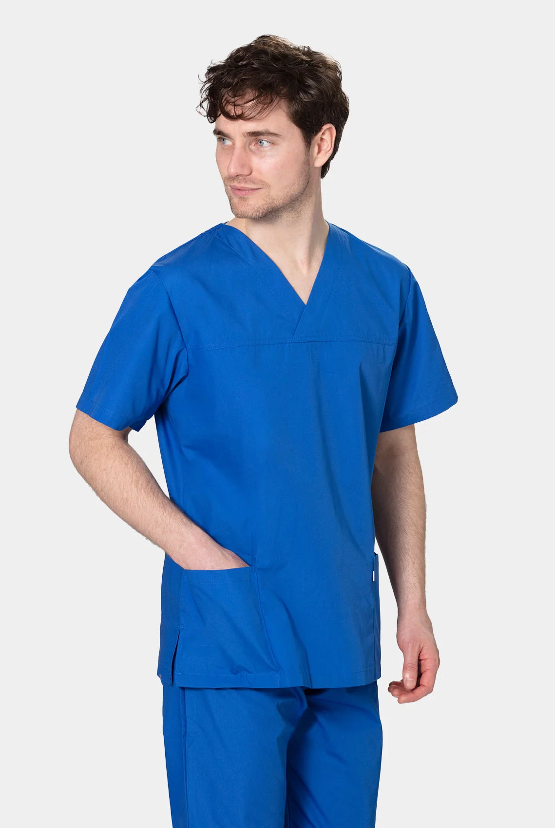 HappyFIT Unisex Scrub Top - Royal - Back