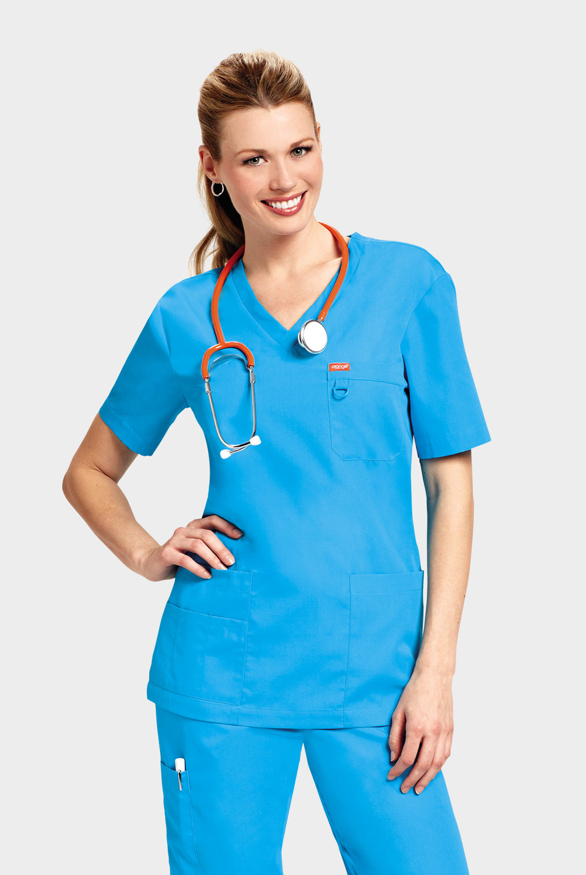 Orange Standard Balboa Scrub Top - Electric Blue