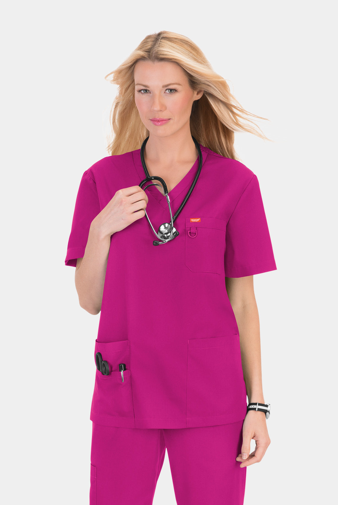 Orange Standard Balboa Scrub Top - Fierce Fuchsia