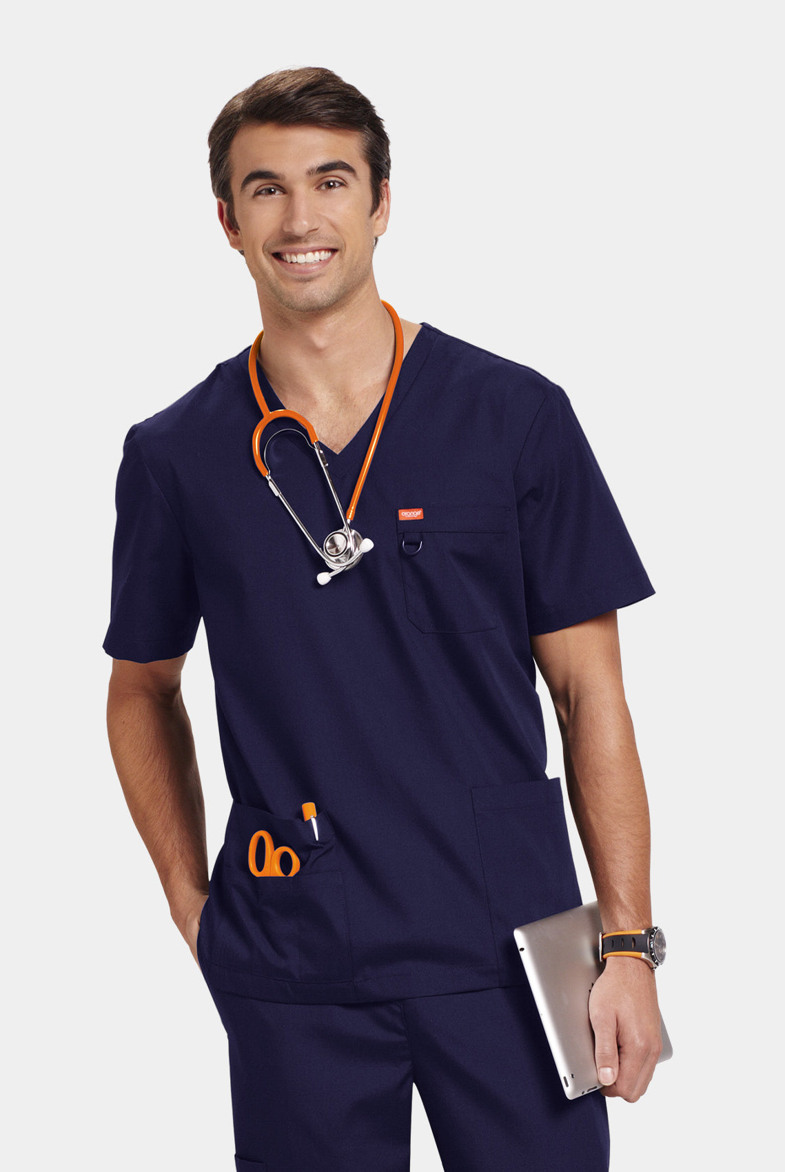 Orange Standard Balboa Scrub Top - Navy