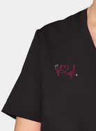 Orange Standard Balboa Scrub Top - Black-Embroidery