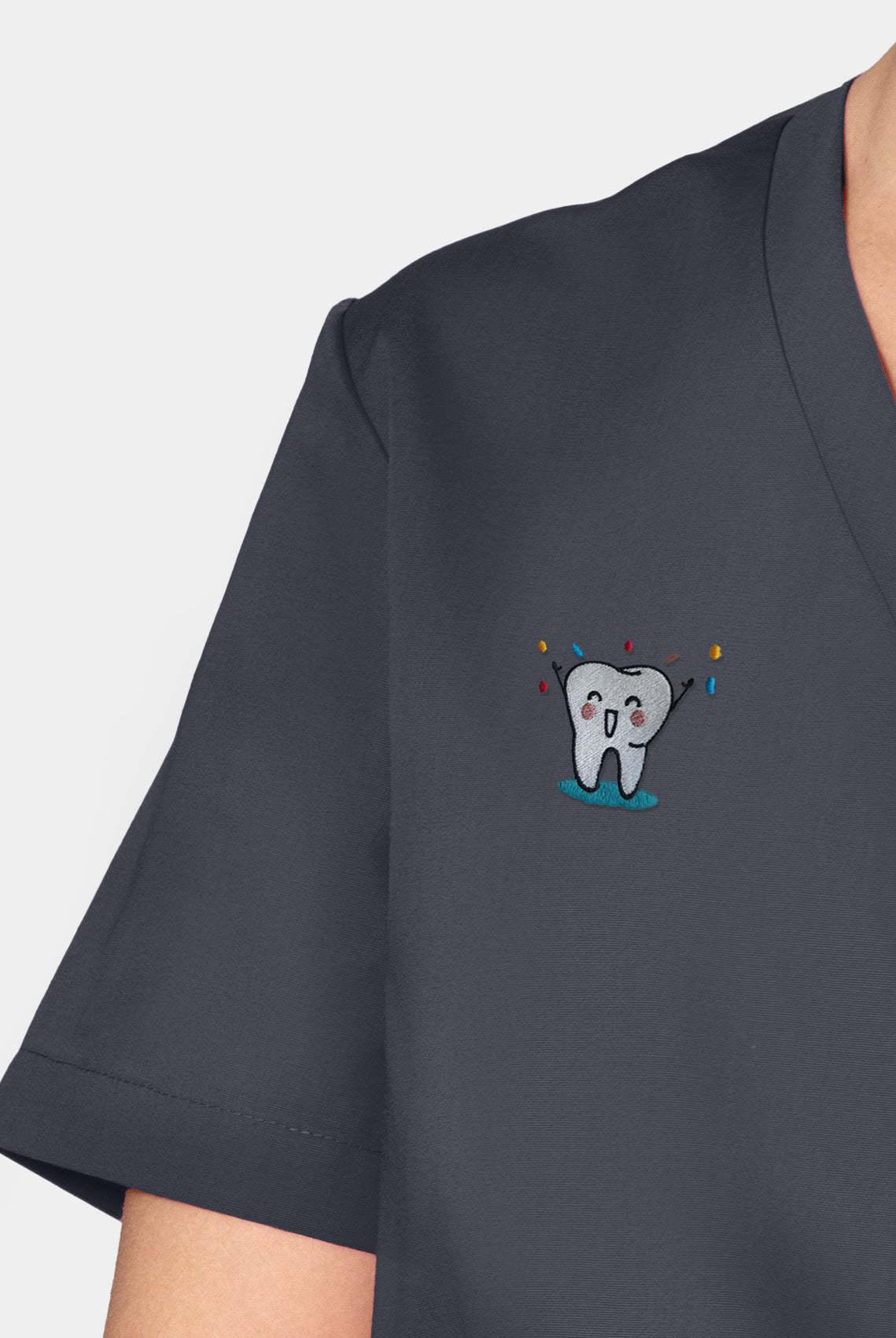 Orange Standard Balboa Scrub Top - Charcoal-Embroidery