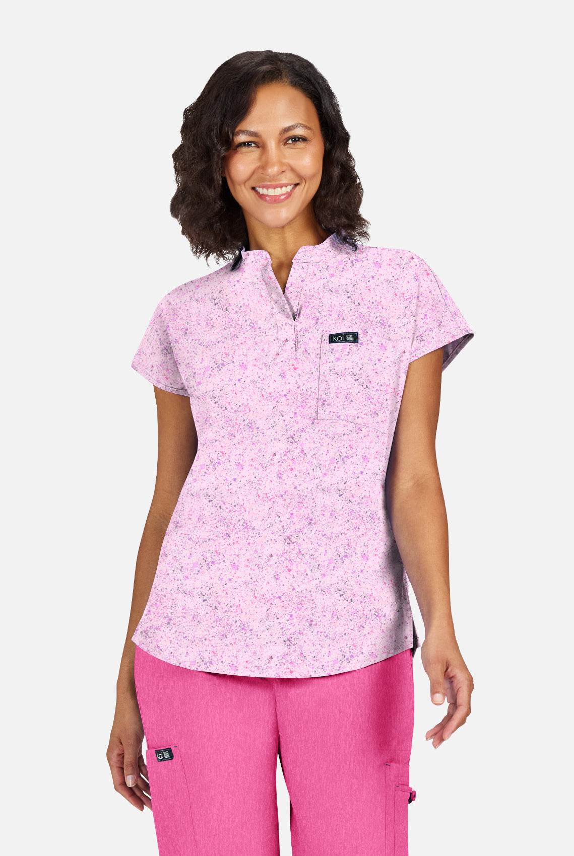 Koi Basics Ari Scrub Top - Splatt Soft Pink