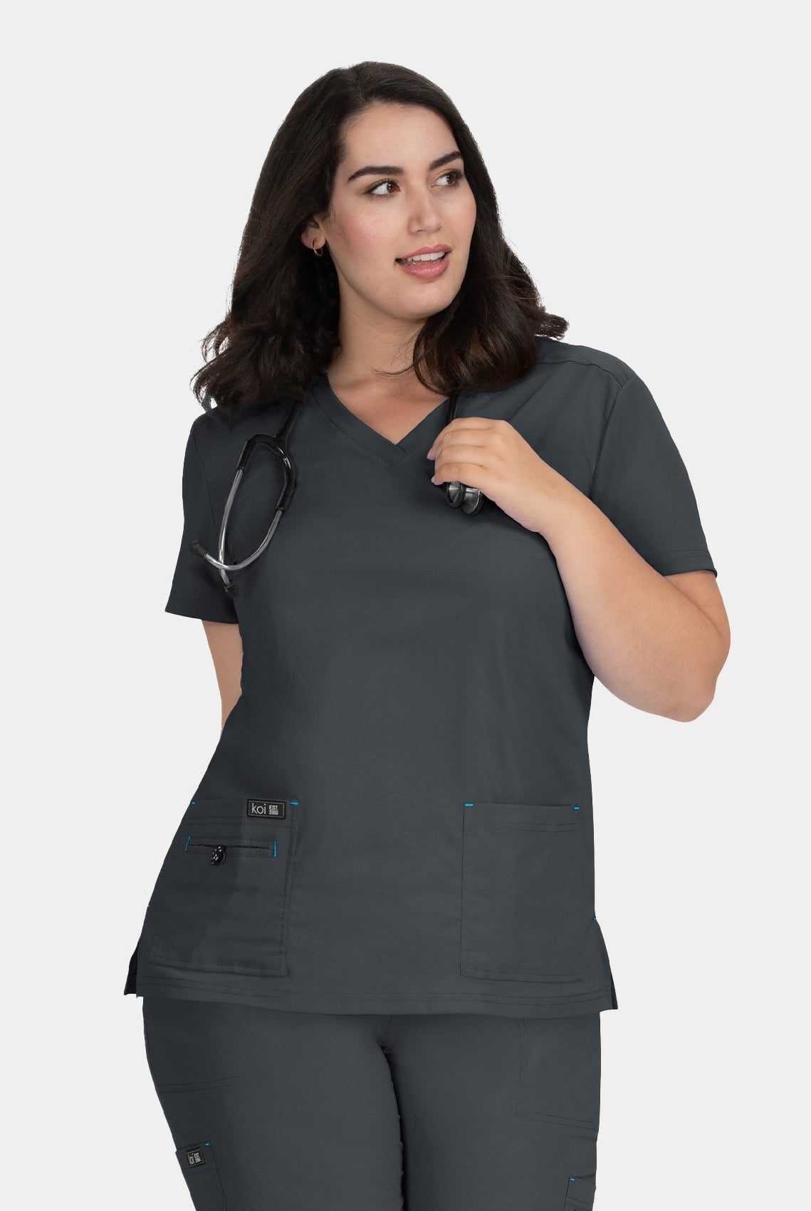 Koi Basics Becca Scrub Top - charcoal