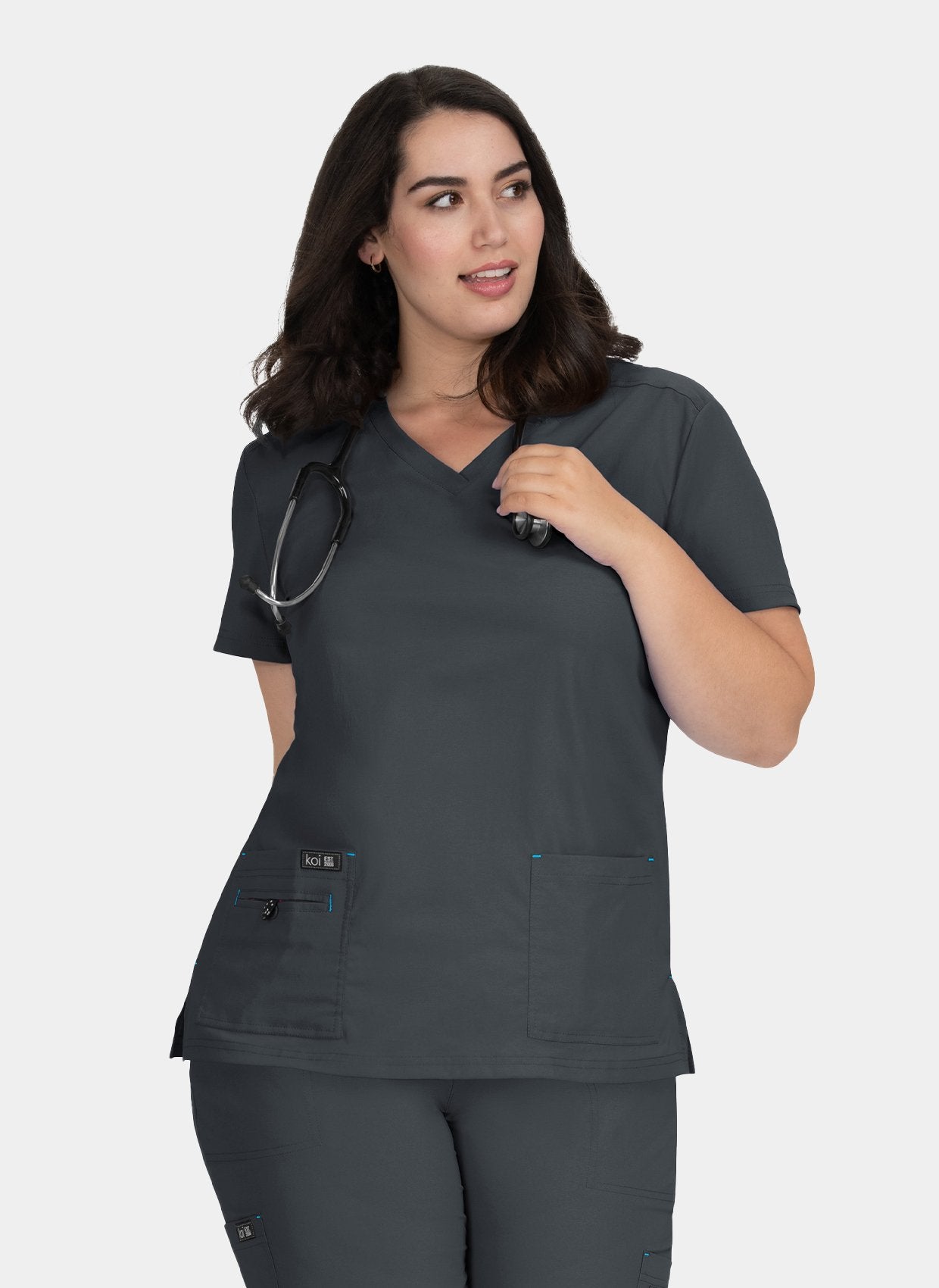 Koi Basics Becca Scrub Top - charcoal