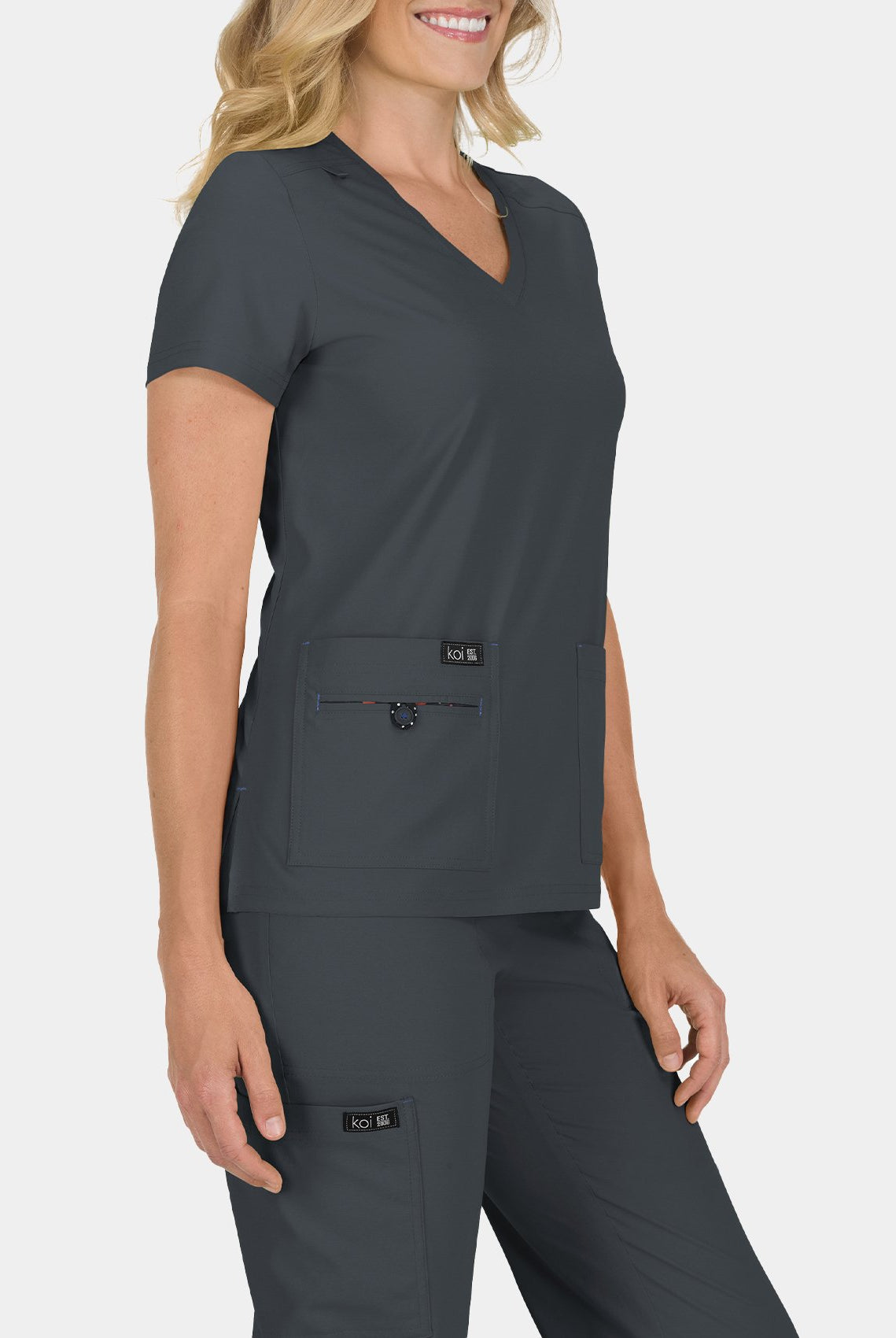 Koi Basics Becca Scrub Top - charcoal