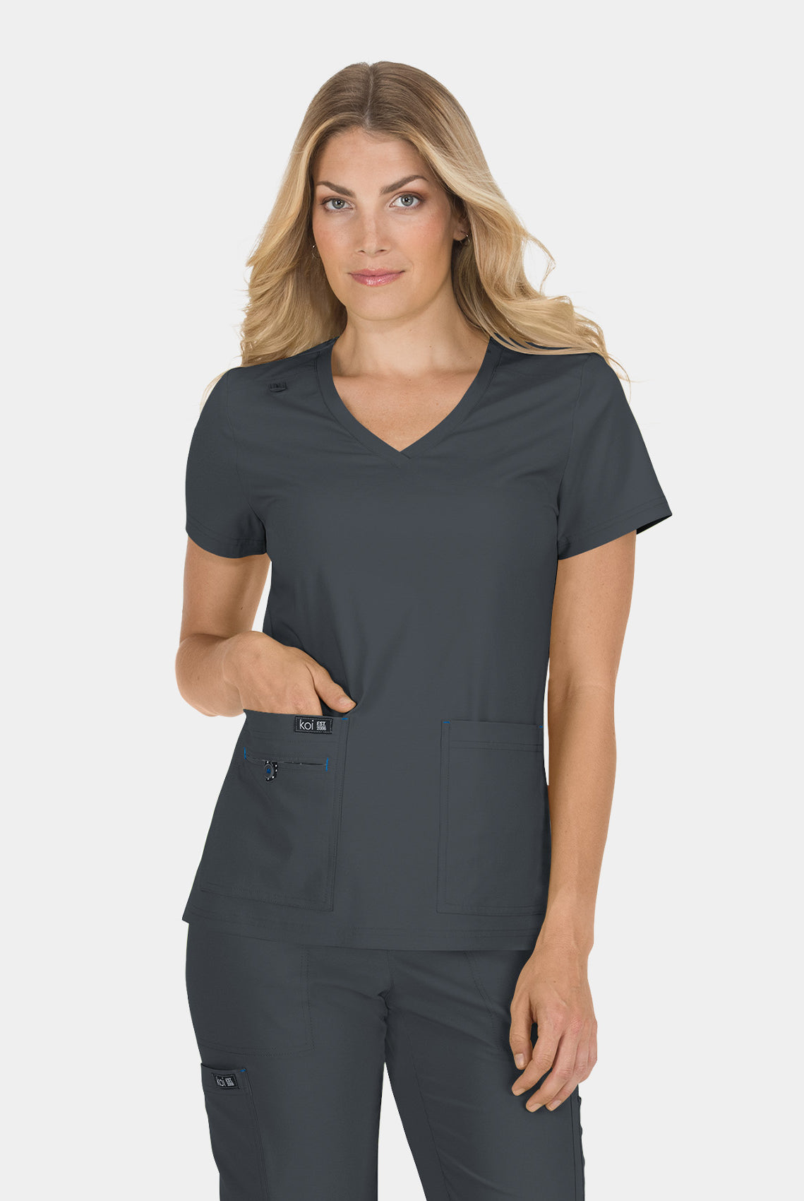 Koi Basics Becca Scrub Top - Charcoal