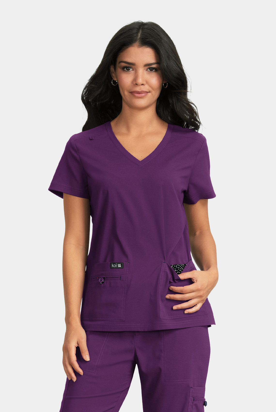 Koi Basics Becca Scrub Top - Eggplant