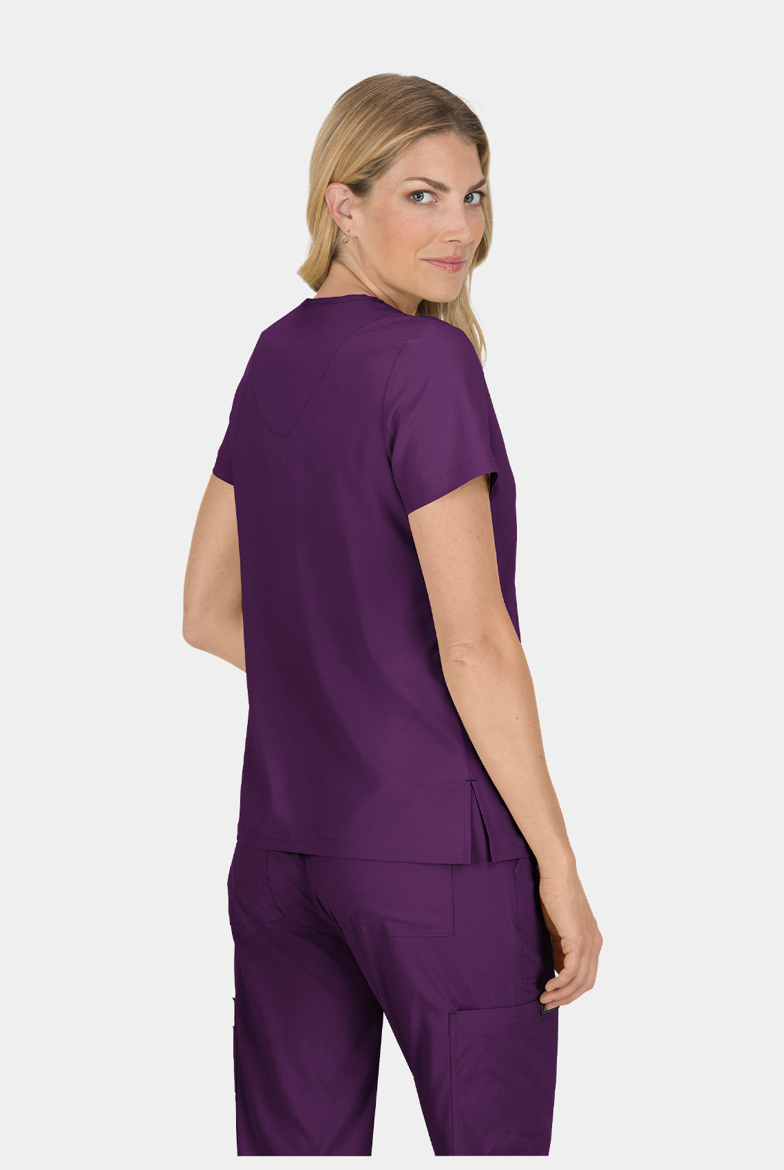 Koi Basics Becca Scrub Top - Eggplant - Back