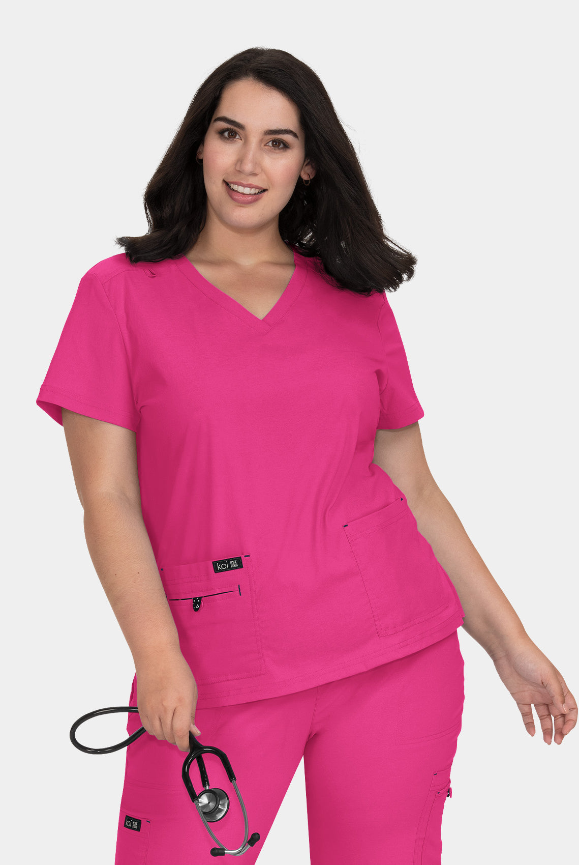 Koi Basics Becca Scrub Top - Flamingo