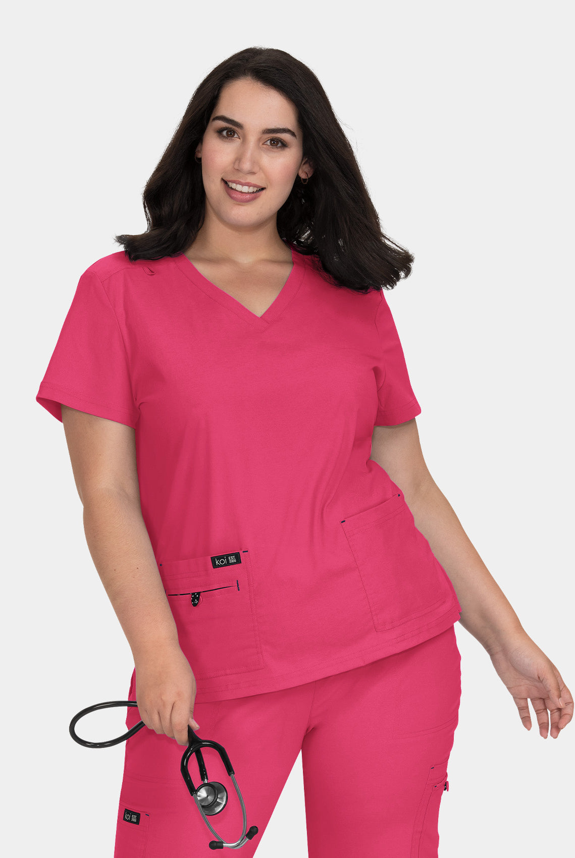 Koi Basics Becca Scrub Top - Flamingo