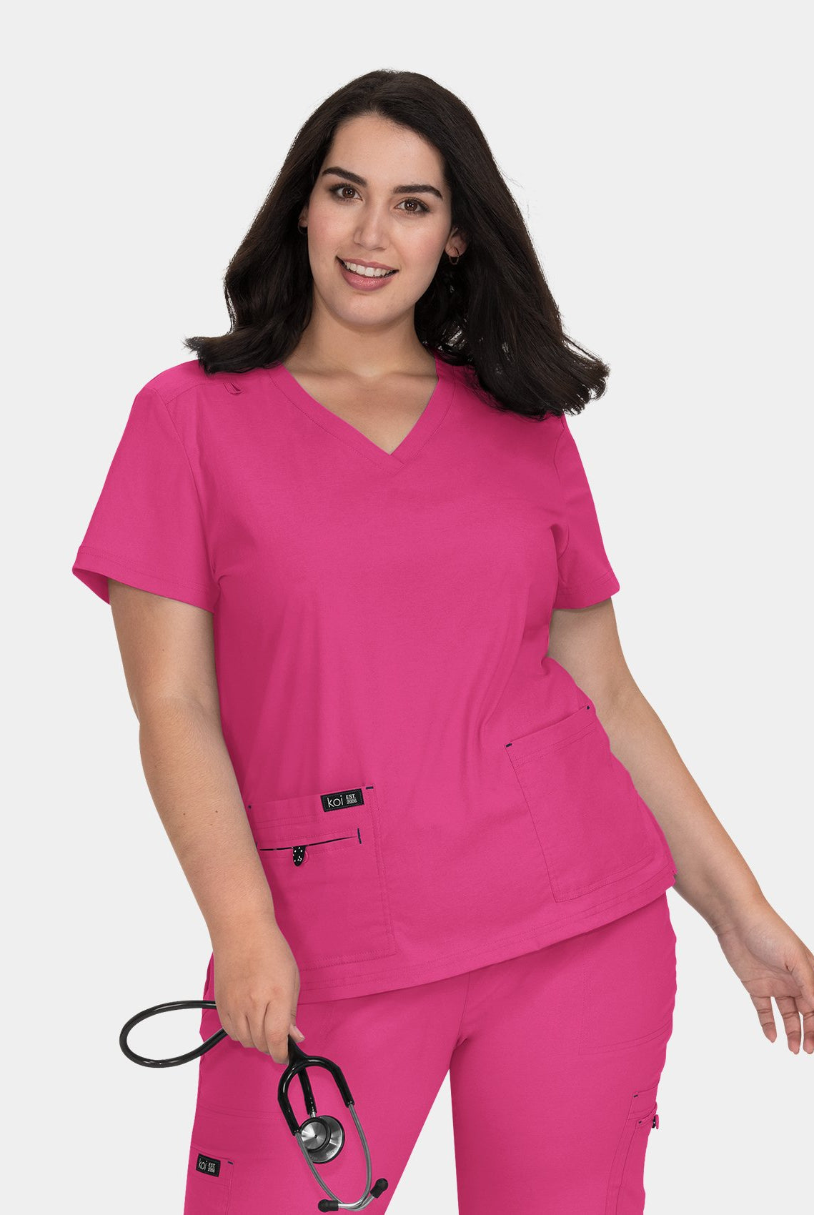 Koi Basics Becca Scrub Top - Flamingo