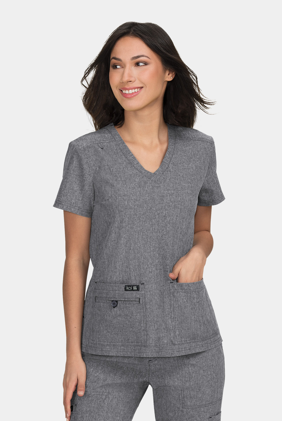 Koi Basics Becca Scrub Top - Heather Grey