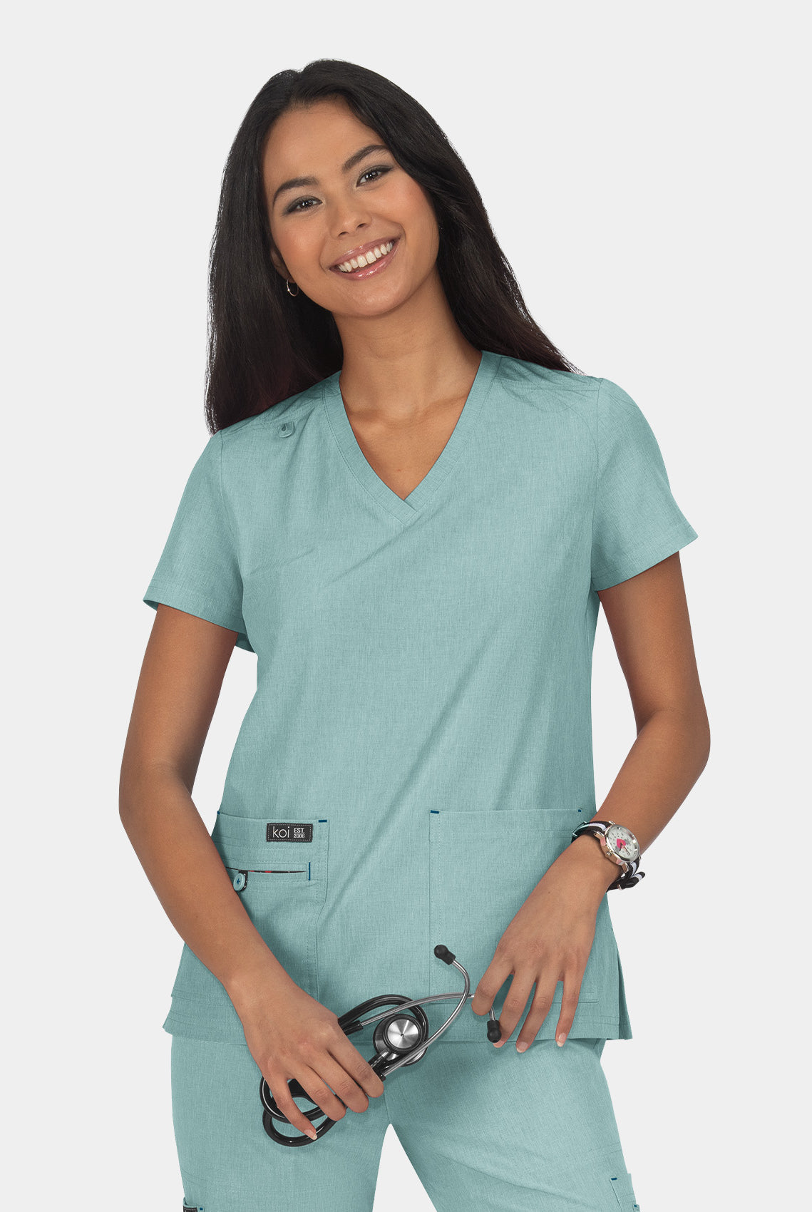 Koi Basics Becca Scrub Top - Heather Sage