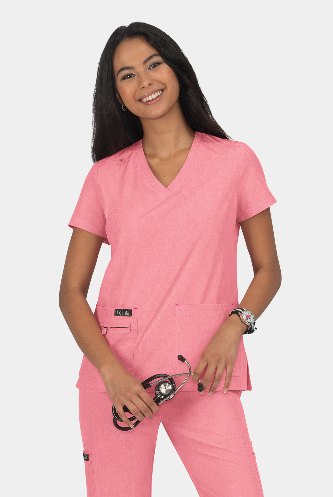 Koi Basics Becca Scrub Top - Heather Soft Pink