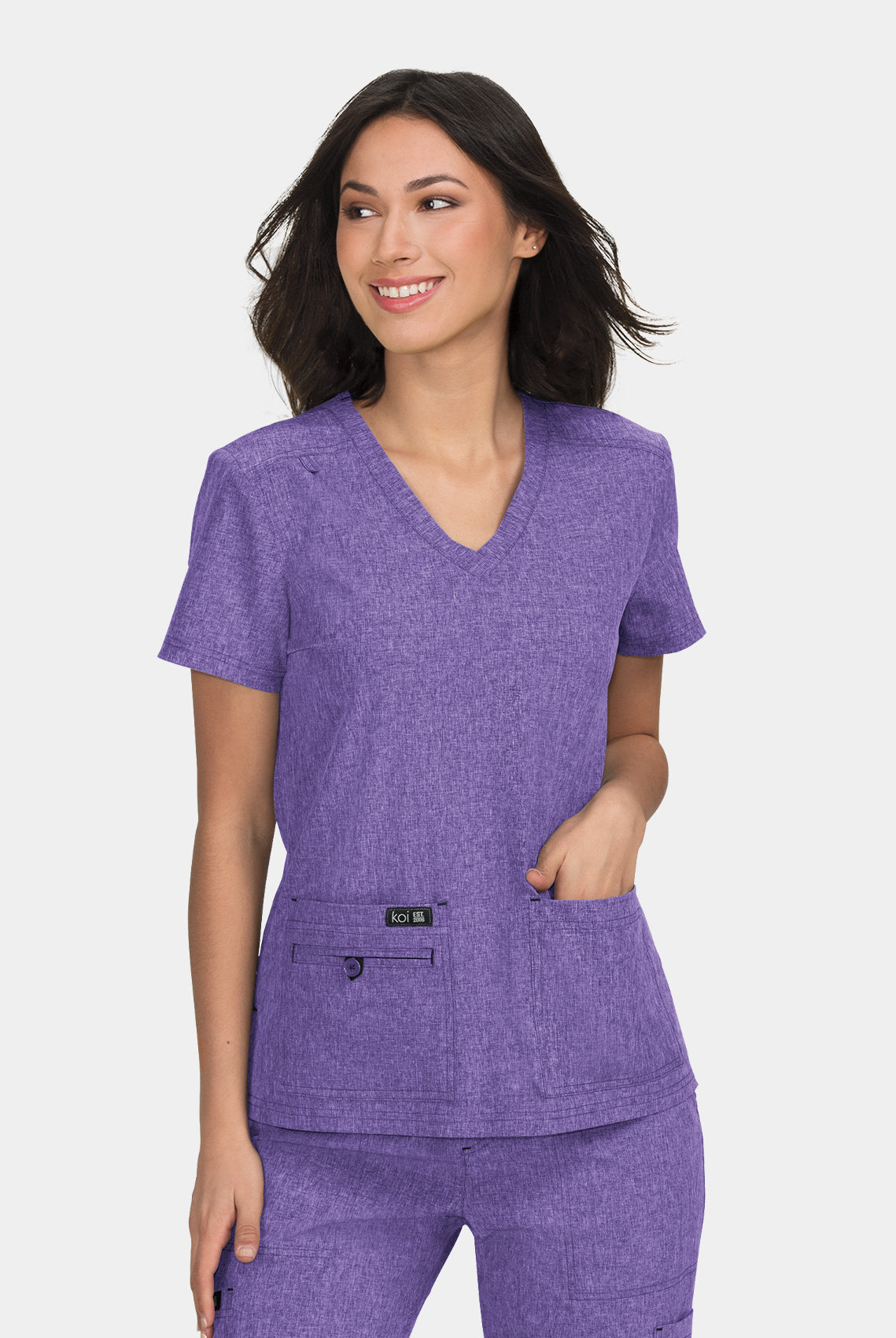 Koi Basics Becca Scrub Top - Heather Wisteria