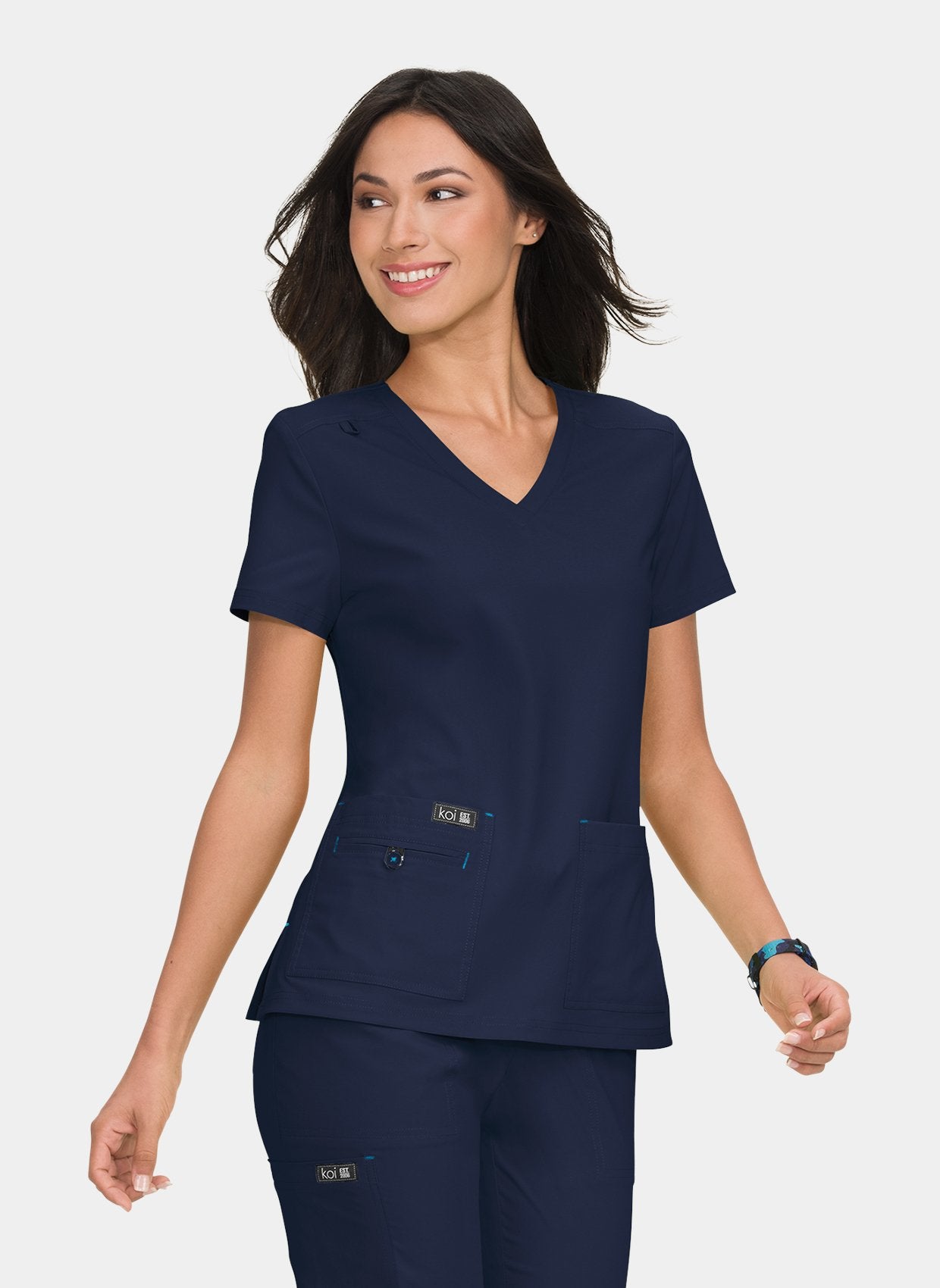 Koi Basics Becca Scrub Top - Navy