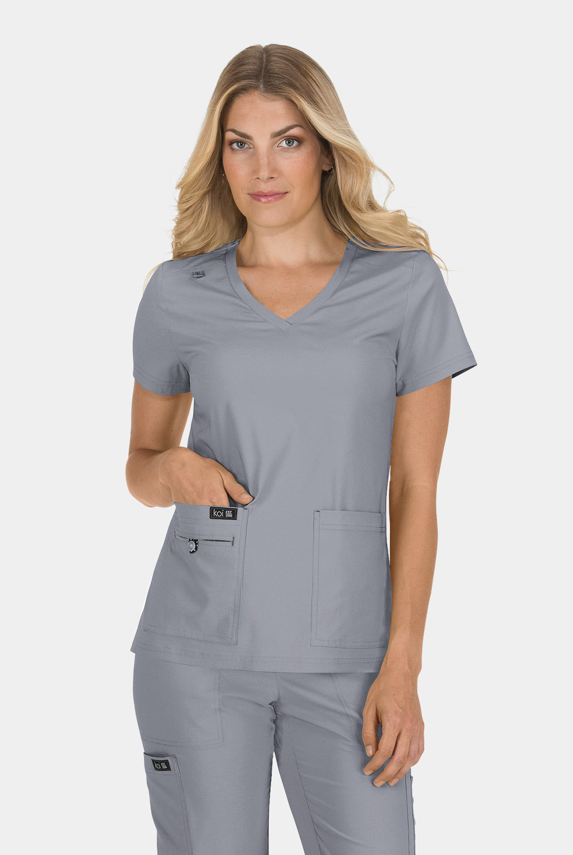 Koi Basics Becca Scrub Top - Platinum Grey