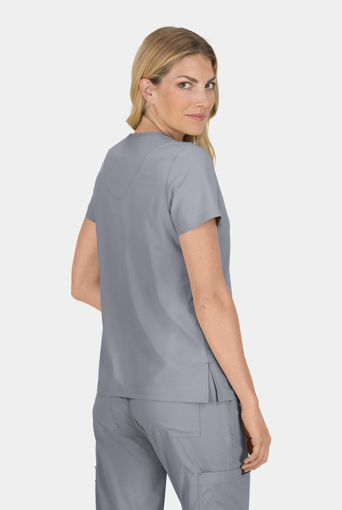 Koi Basics Becca Scrub Top - Platinum Grey - Back