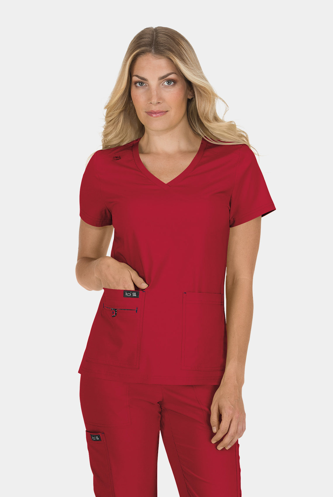 Koi Basics Becca Scrub Top - Ruby
