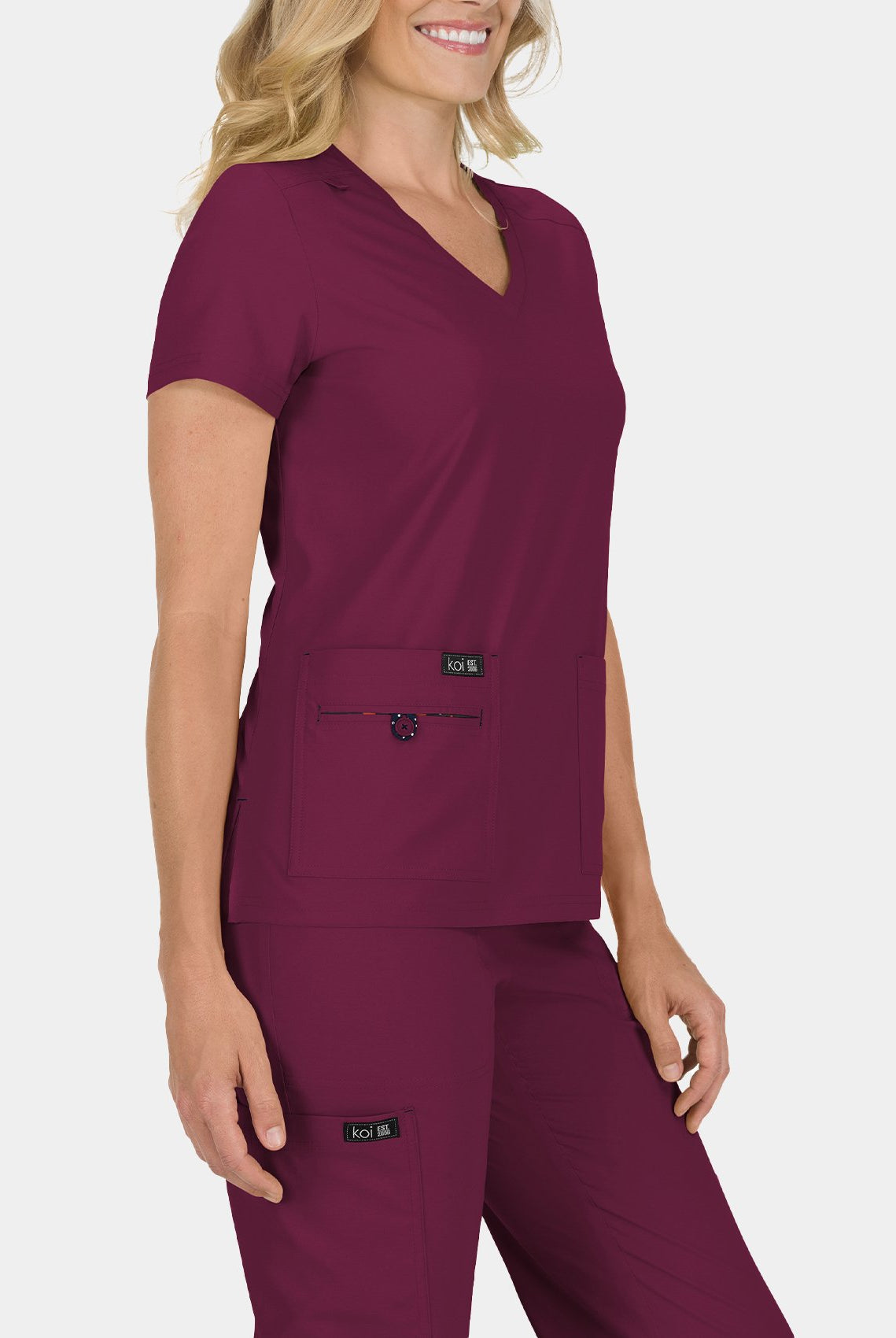 Koi Basics Becca Scrub Top - Wine