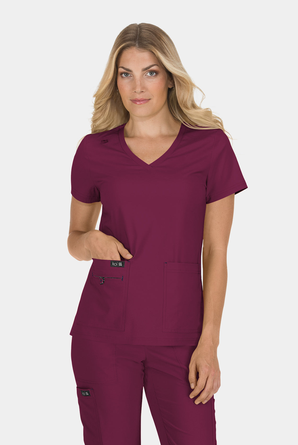Koi Basics Becca Scrub Top - WIne