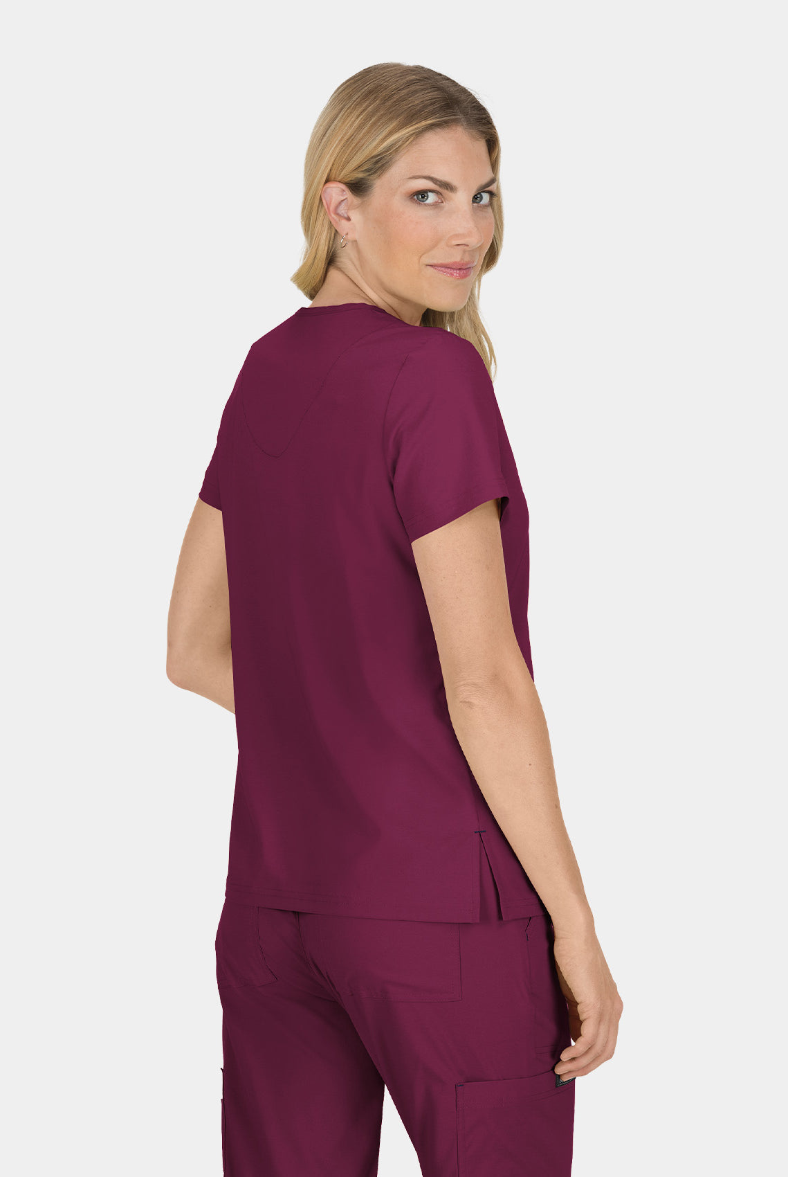 Koi Basics Becca Scrub Top - Wine - Back