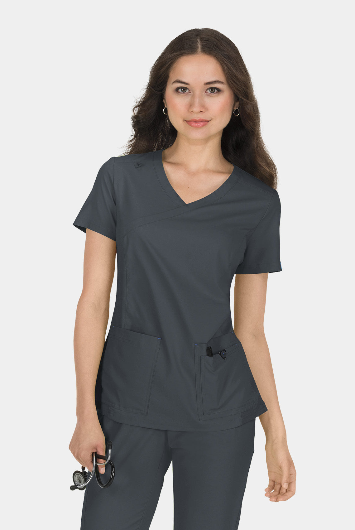 Koi Basics Katie Scrub Top - Charcoal