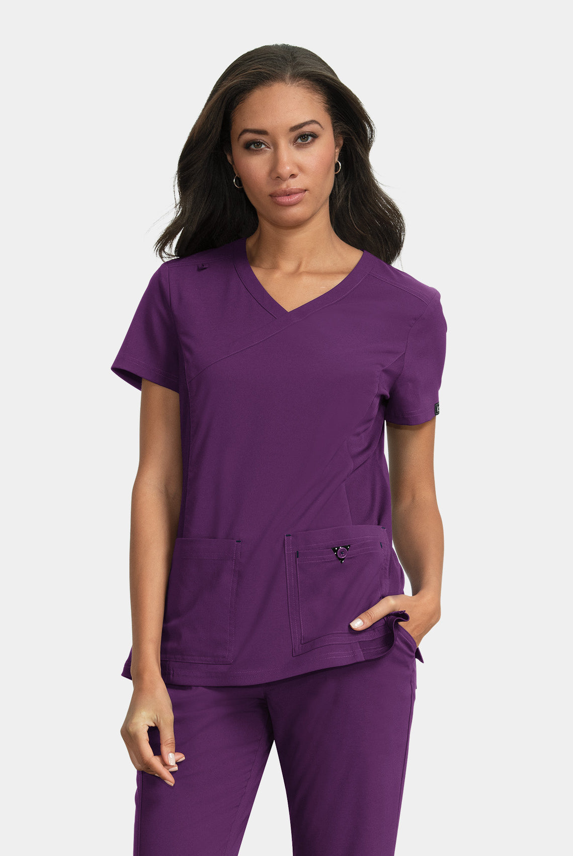 Koi Basics Katie Scrub Top - Eggplant