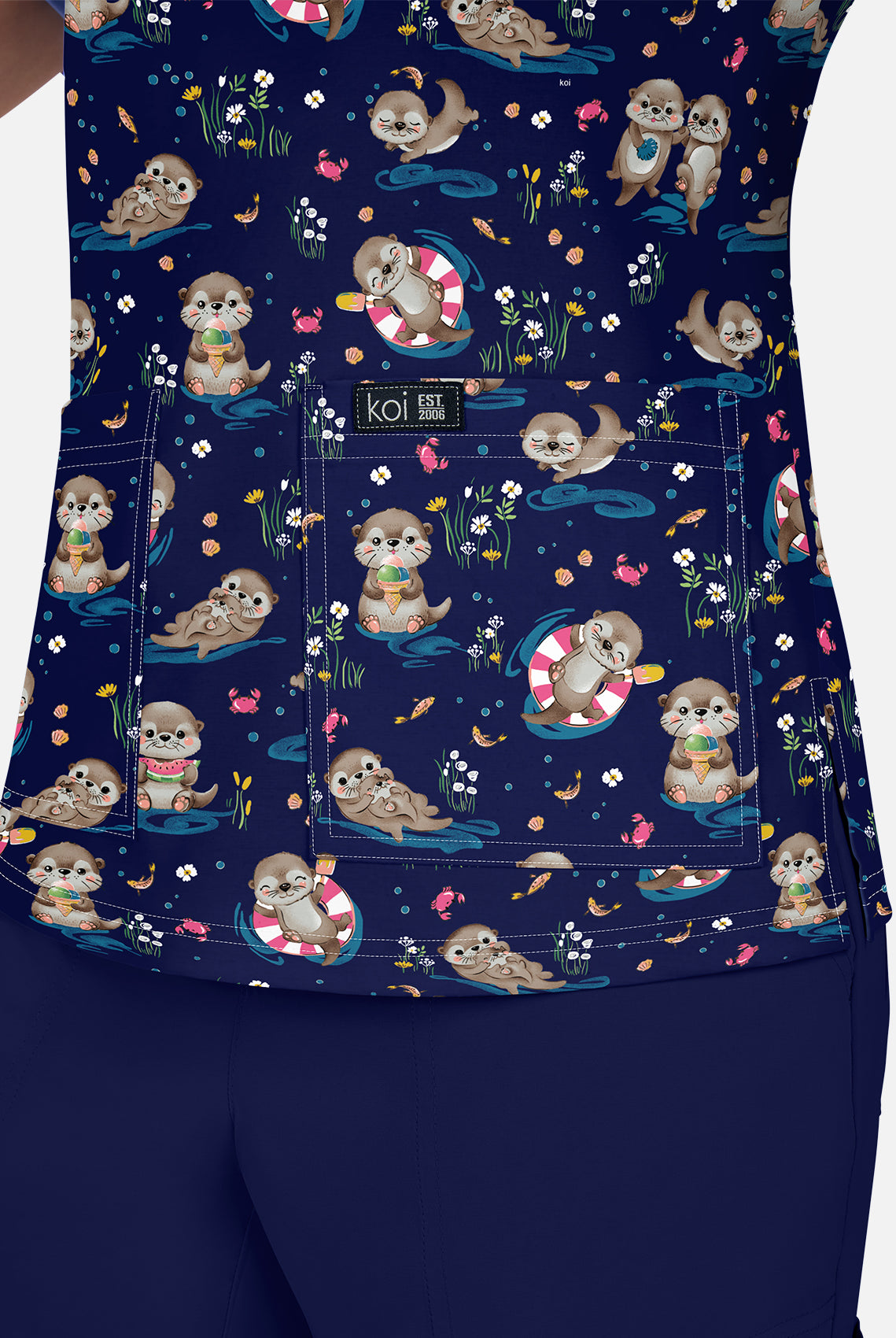 Koi Basics Leslie Scrub Top - Otters