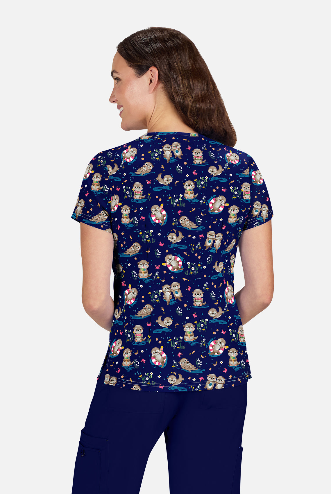 Koi Basics Leslie Scrub Top - Otters