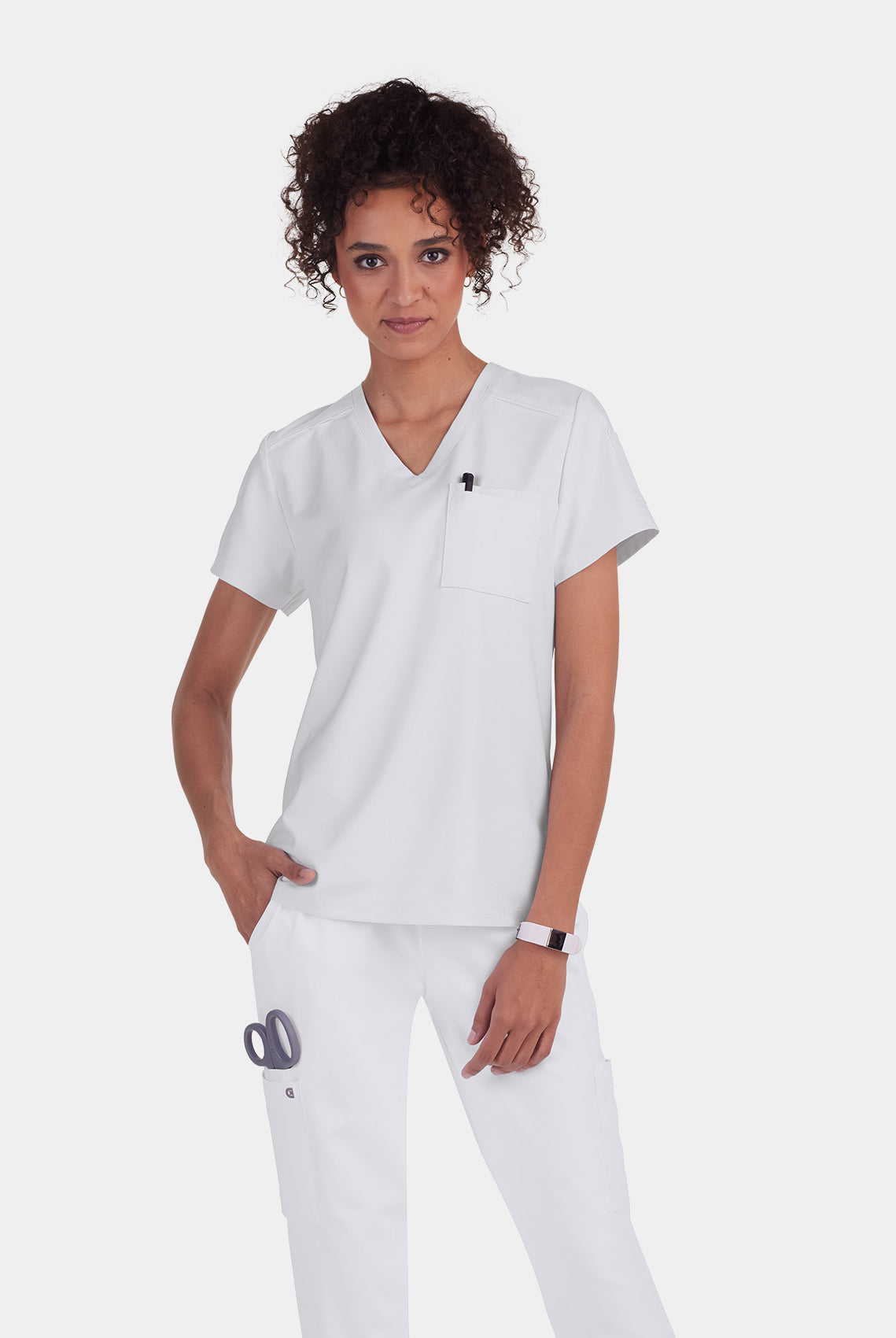 Koi Cureology Aura Scrub Top - White