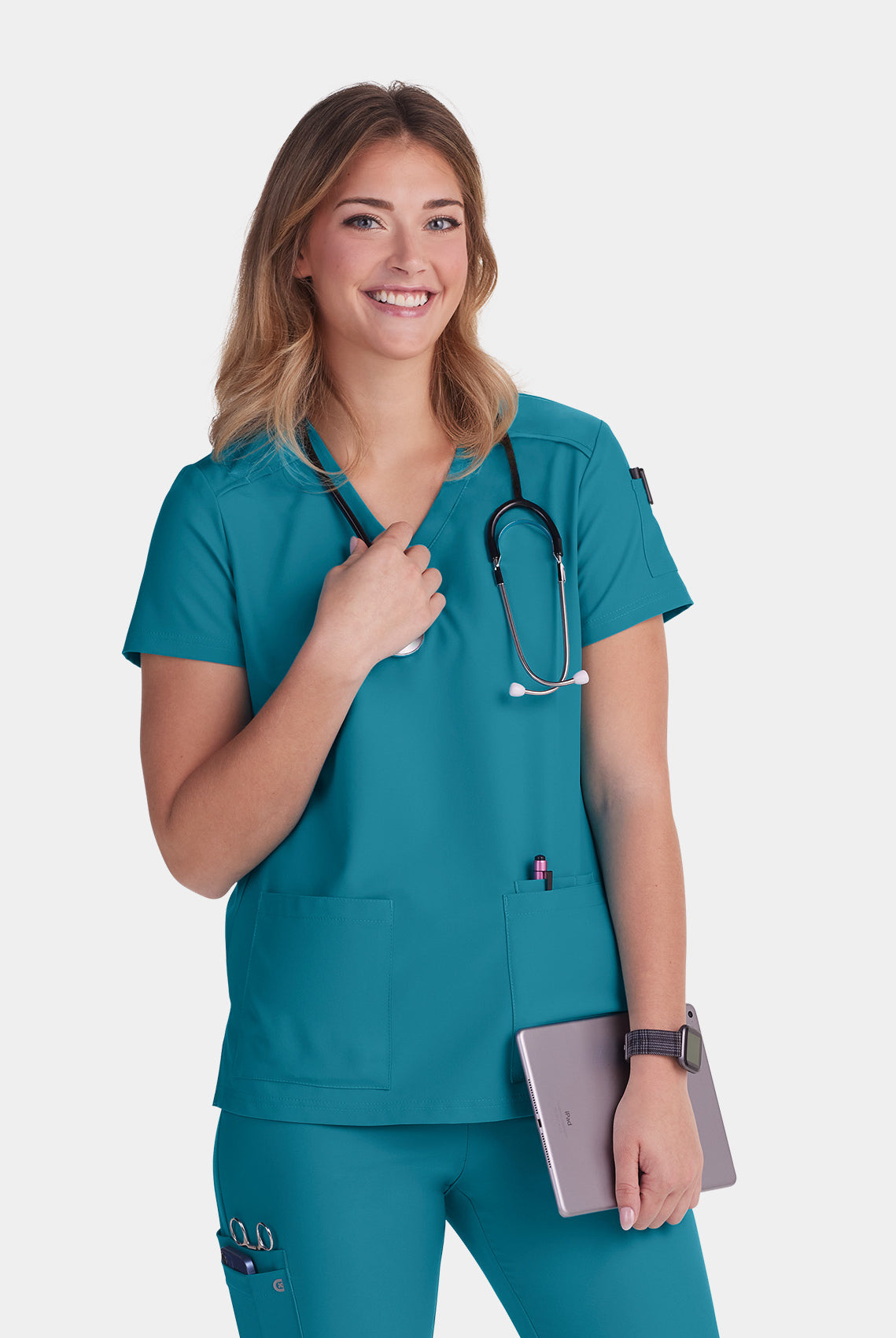 Koi Cureology Cardi Scrub Top - Teal