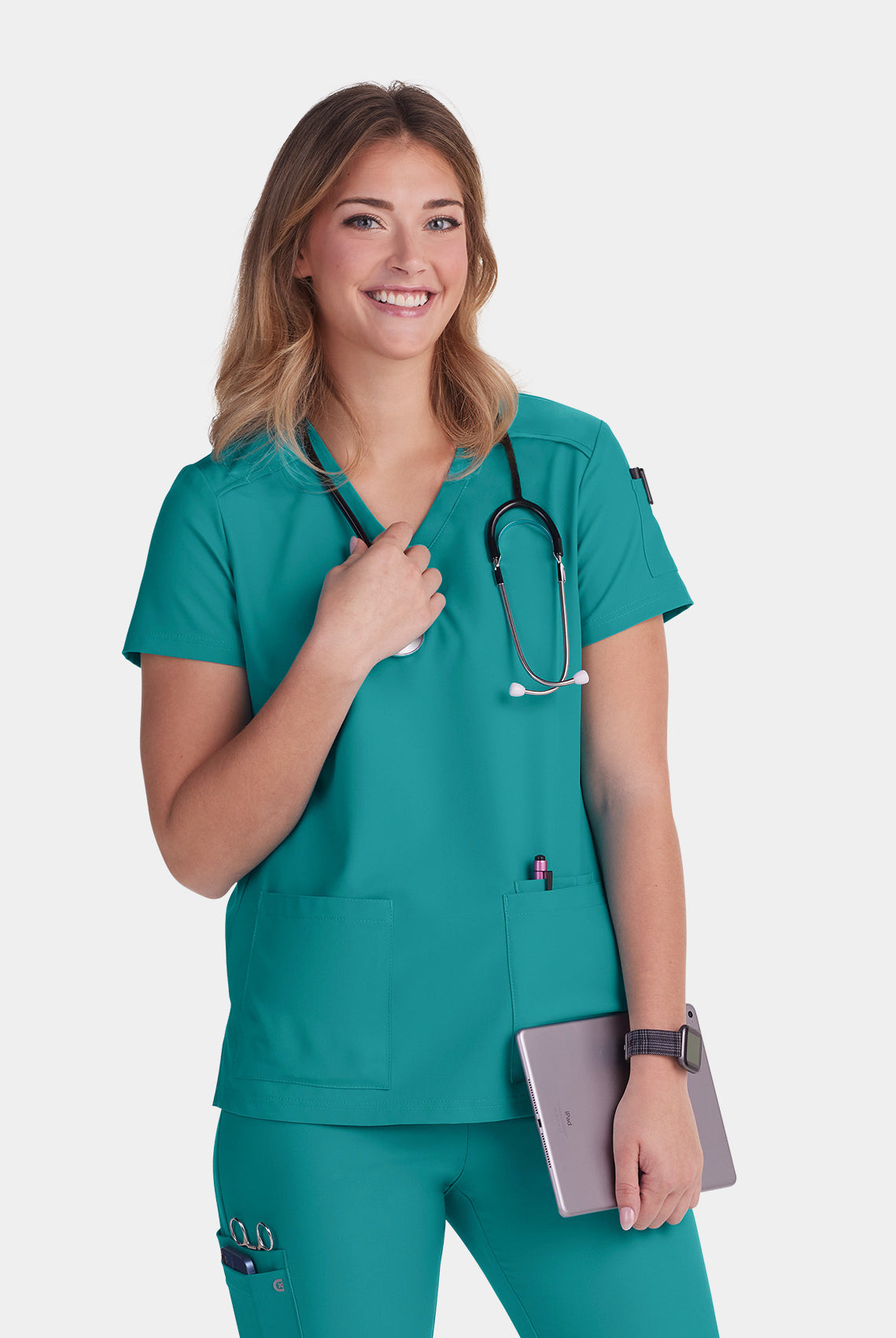 Koi Cureology Cardi Scrub Top - Teal