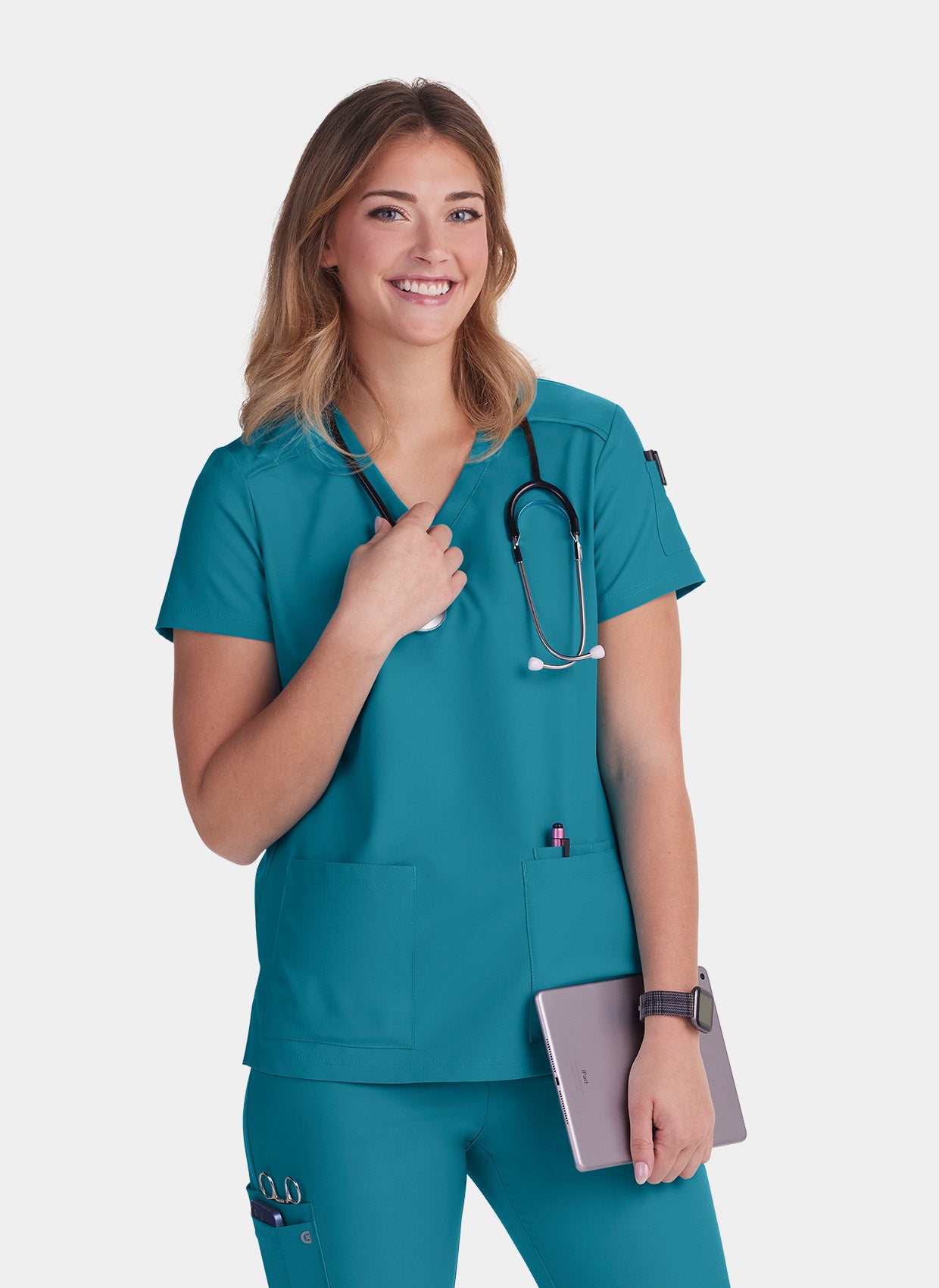 Koi Cureology Cardi Scrub Top - Teal