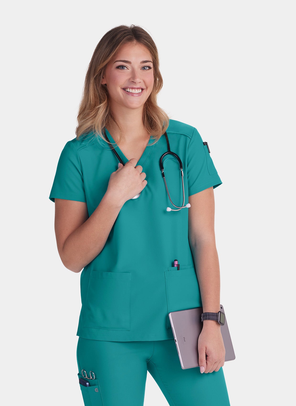Koi Cureology Cardi Scrub Top - Teal